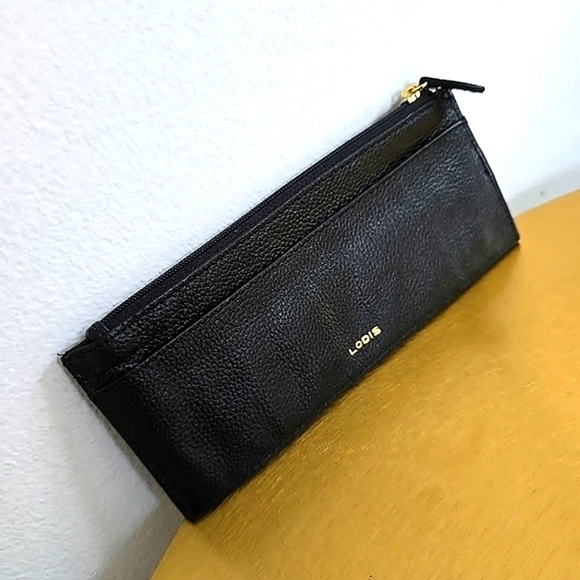 Lodis Leather Black Wallet Slim Credit Card slots Zip coin compartment 🌴 - Picture 2 of 6